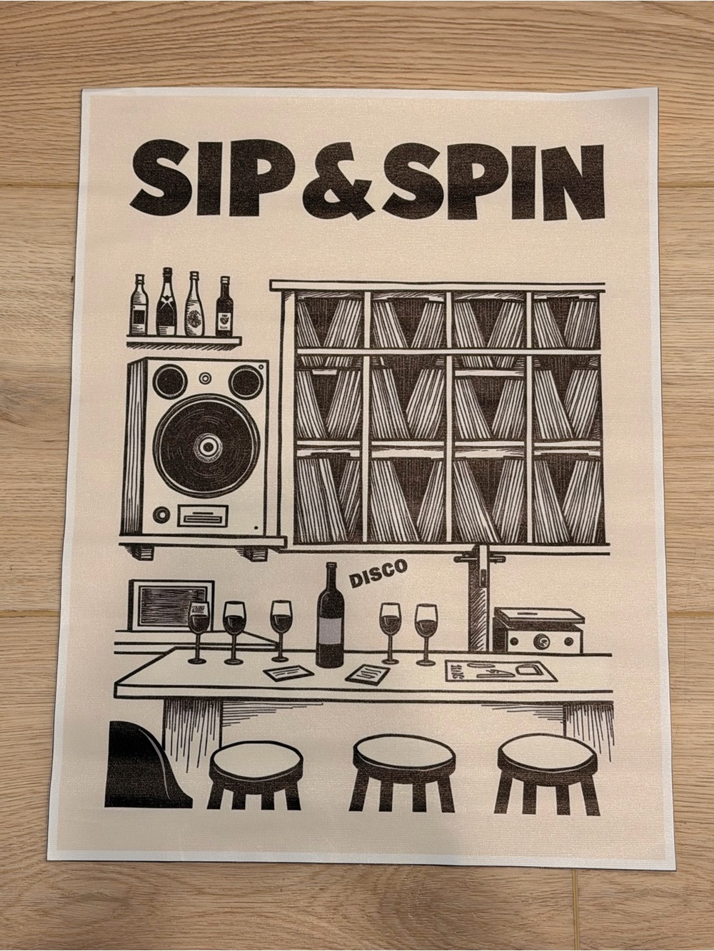 Sip & Spin Canvas Art Print Poster